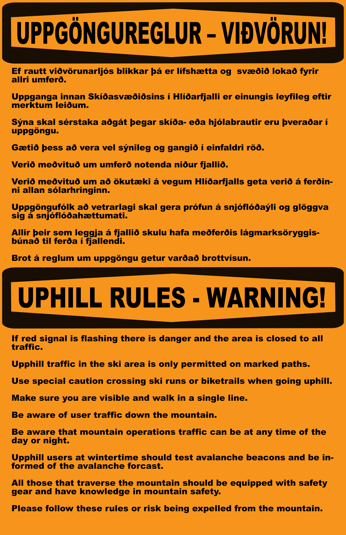 Upphil rules