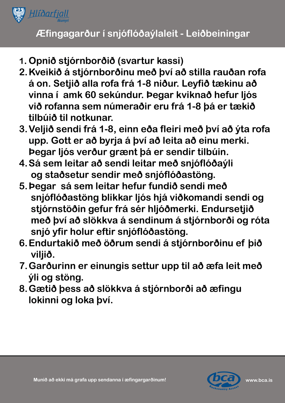 Leiðbeiningar fyrir æfingargarð
