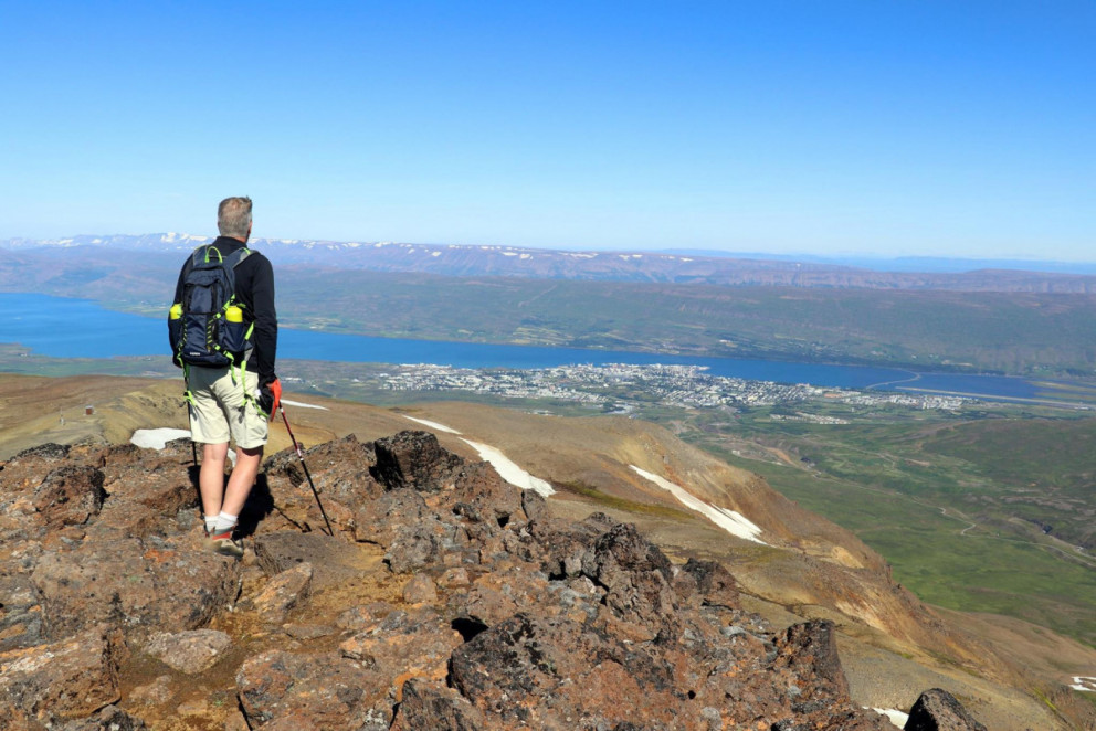Útsýni frá Blátindi ofan Hlíðarfjalls. Mynd: María H. Tryggvadóttir.
