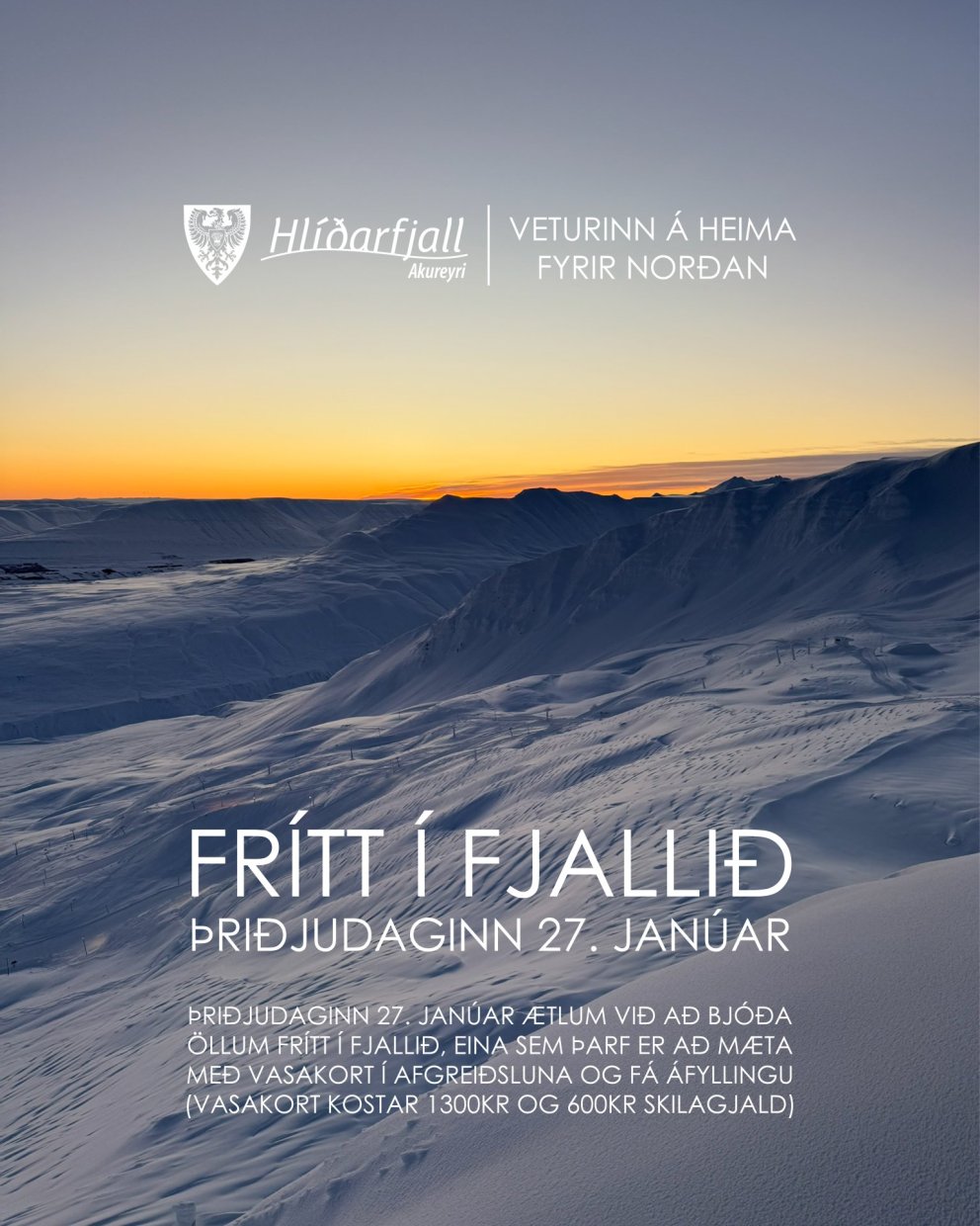 Frítt í fjallið þriðjudaginn 27. janúar