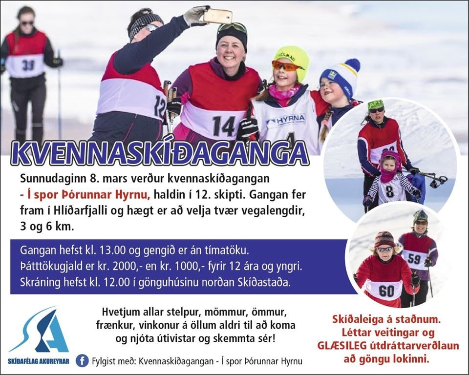 Kvennaskíðaganga sunnudaginn 8. mars.
