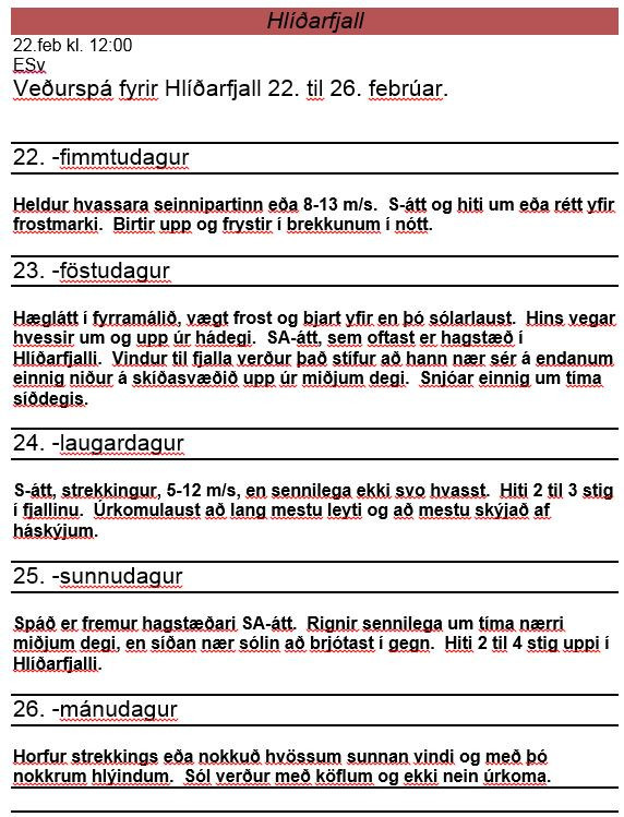 Veðurspá Veðurvaktarinnar 22.-26. febrúar
