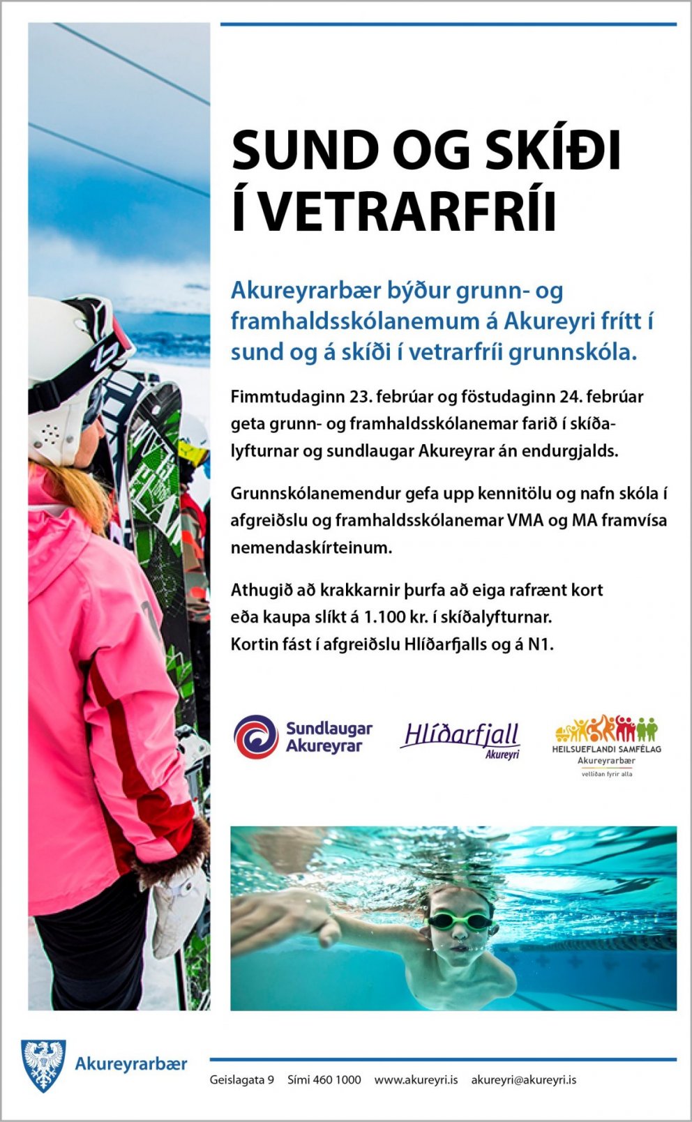 Sund og skíði í vetrarfríi